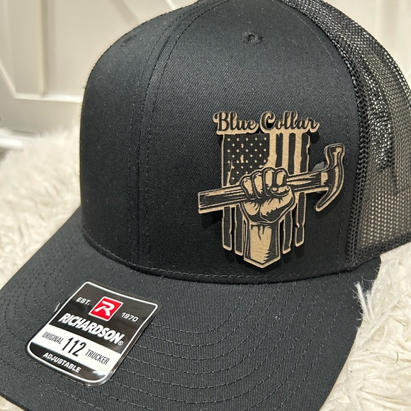 Blue collar. Laser engraved Richardson 112 trucker hat. - Picture 3 of 3